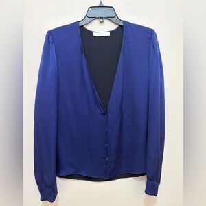 Chloé Deep Royal Blue Silk Button Front Blouse
